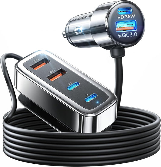 AINOPE 108W USB C Car Charger with 6 Fast Charging Ports, Road Trip Essentials Cigarette Lighter Car Travel Essentials for Long Trips Kids for iPhone 16 15 Pro Max 14 iPad S24 S25 Hire Tablet 17