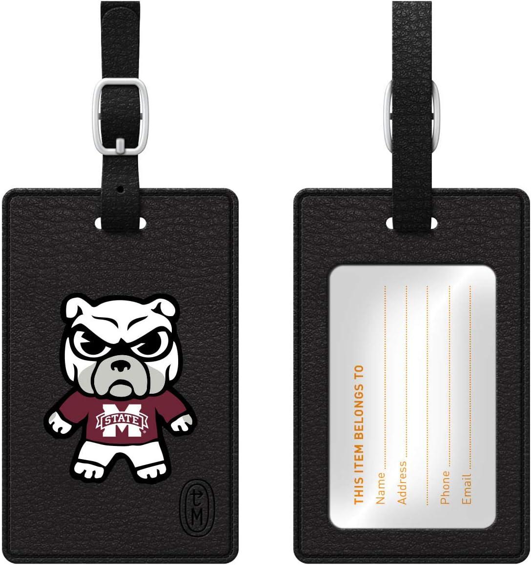 OTM Essentials Mississippi State University Faux Leather Luggage Tag, Durable Travel Accessories with Adjustable Strap and ID Card, Tokyodachi Classic
