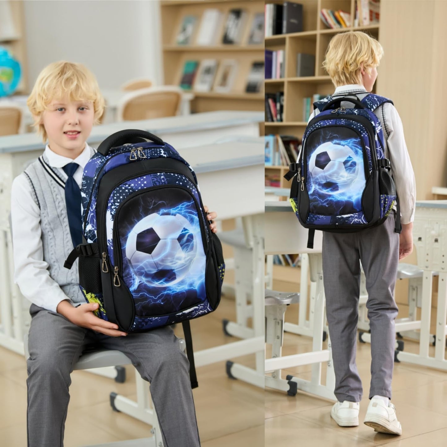 Boys Backpack Elementary School Bookbag Waterproof Durable Sturdy Kids Schoolbag Casual Travel Daypack