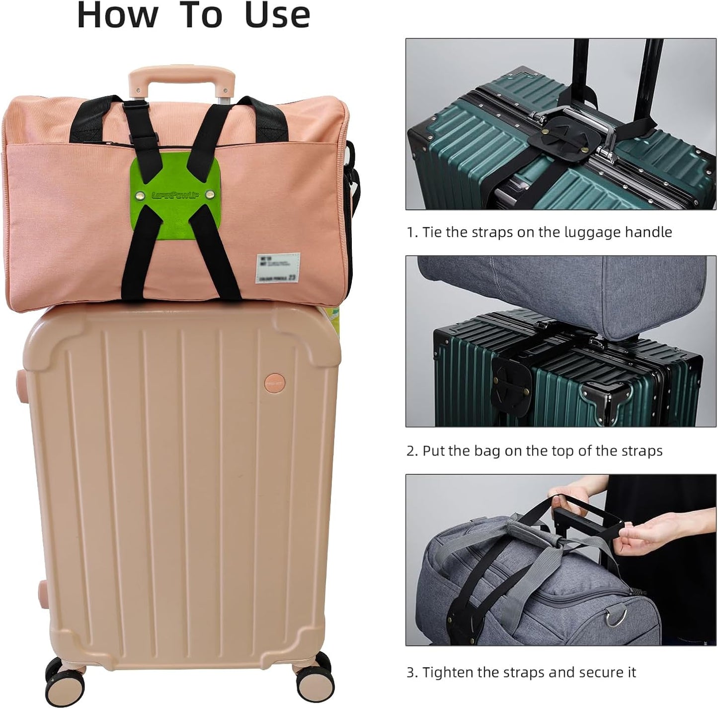 Luggage Straps Bag Bungees, Adjustable TSA-Approved – High Elastic Suitcase Belt for Securing Carry-On (1 Pack Green)