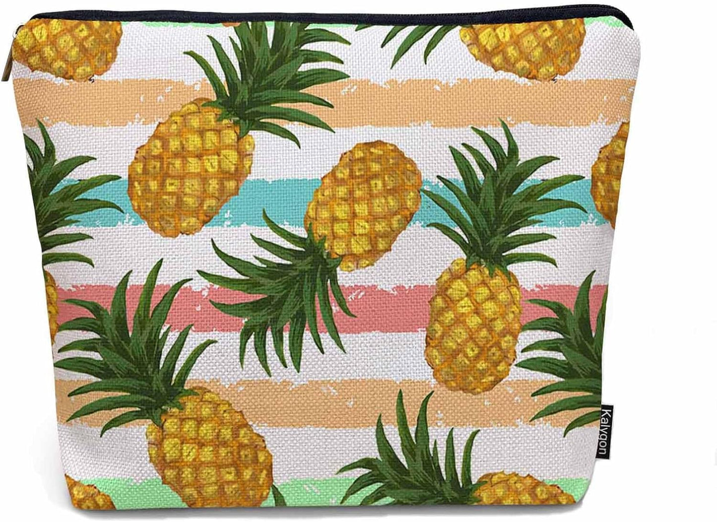 Pineapple Makeup Bags Makeup Organizer, Tropical Pineapple Yellow Flax Toiletry Bags Travel Cosmetic Bag Makeup Purse Pouch Skincare Bag Wallet Bags For Women Female Mom Daughter