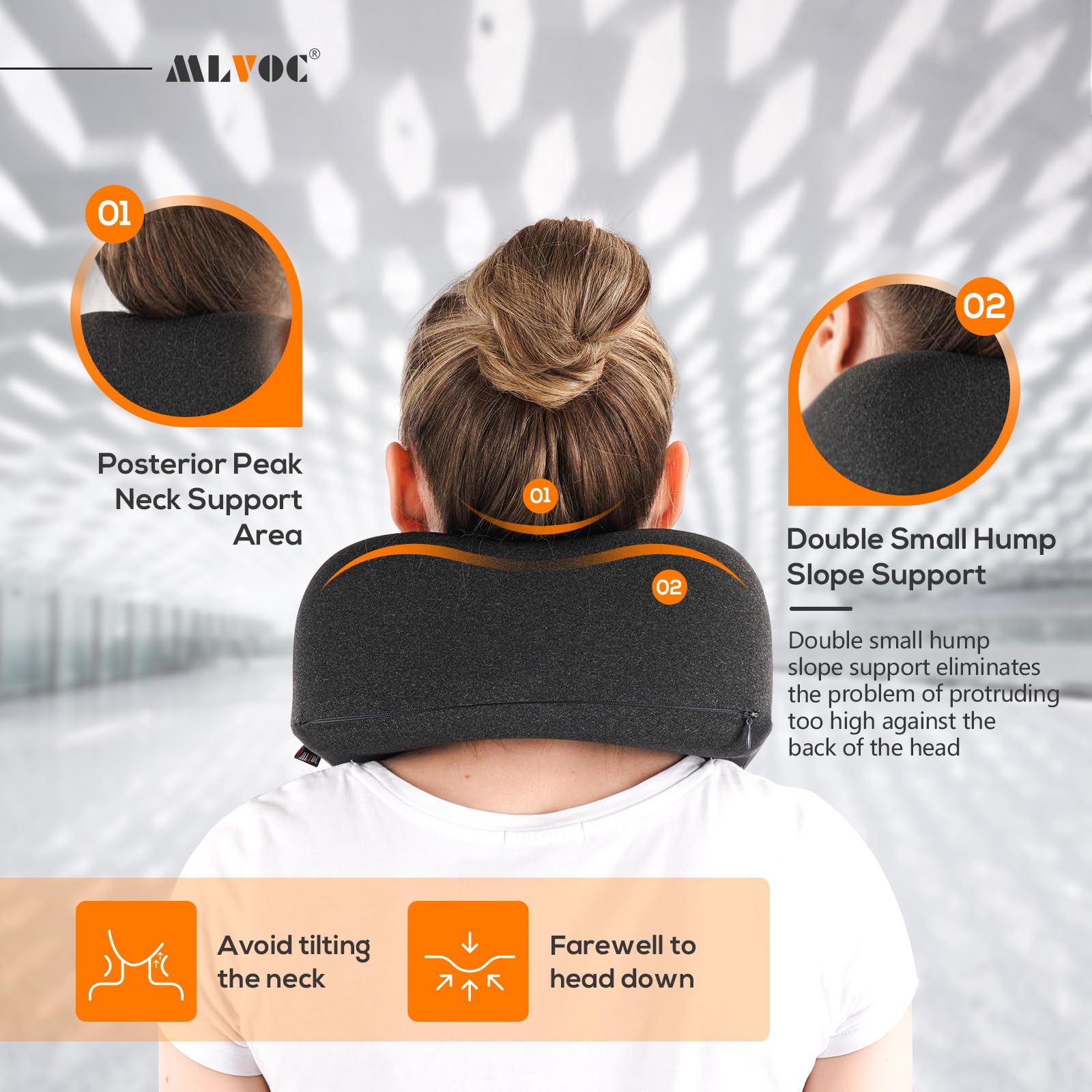 MLVOC Airplane Travel Neck Pillow for Sleeping, 3D-Eye Mask & Earplugs Kit
