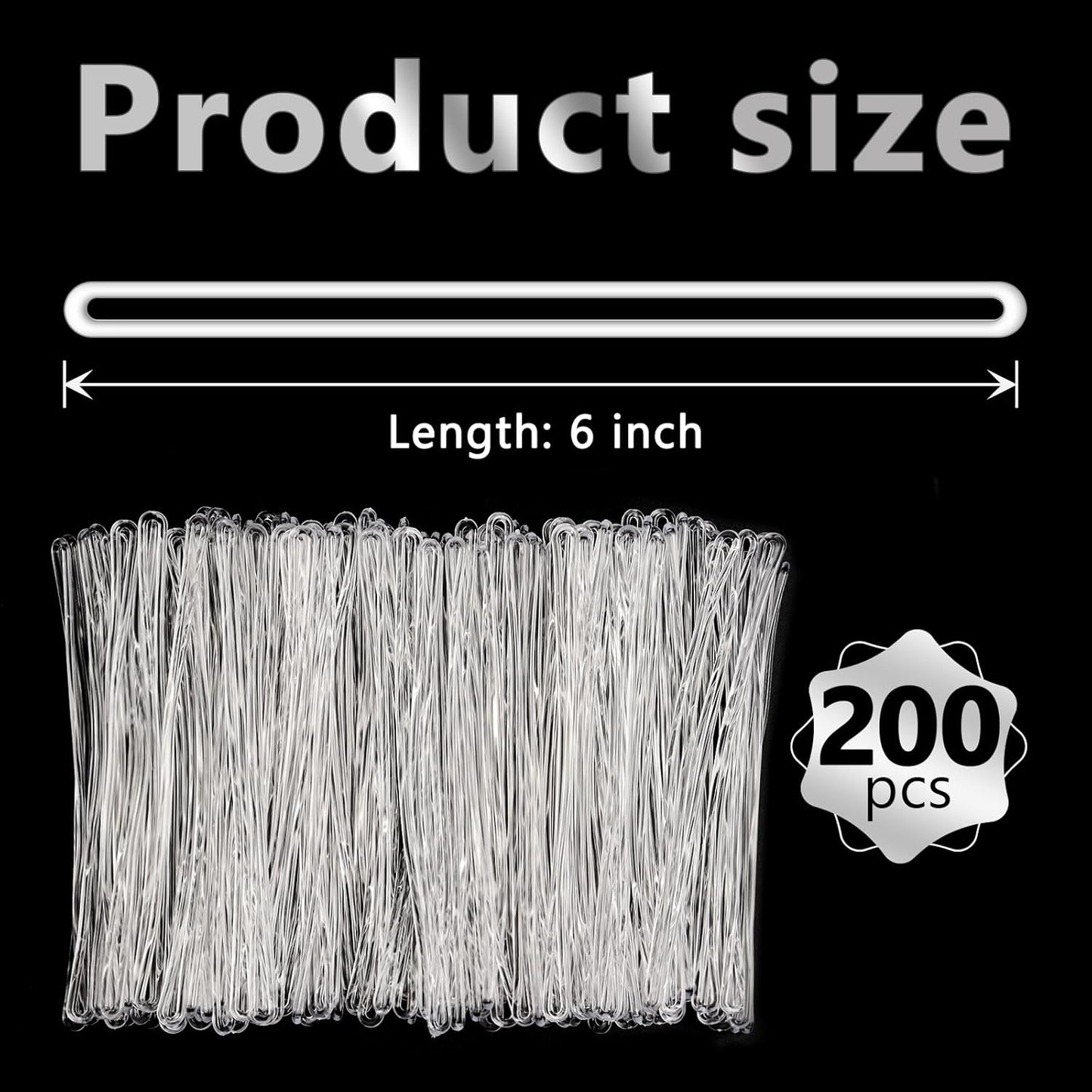 200 Pcs Clear Plastic Luggage Straps 6 Inch Clear Worm Loops Luggage Tag Straps Name Tag Loop for Bag Tags,Identification Cards ID
