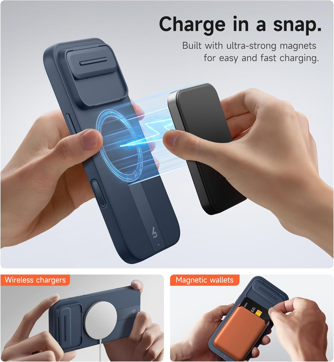 SURITCH for iPhone Air Case with Camera Control Cover, Camera Slide Cover and Adjustable Kickstand, Compatible with MagSafe, Shockproof Bumper Protective Cases for iPhone 17 Air 6.5 Inch, Blue