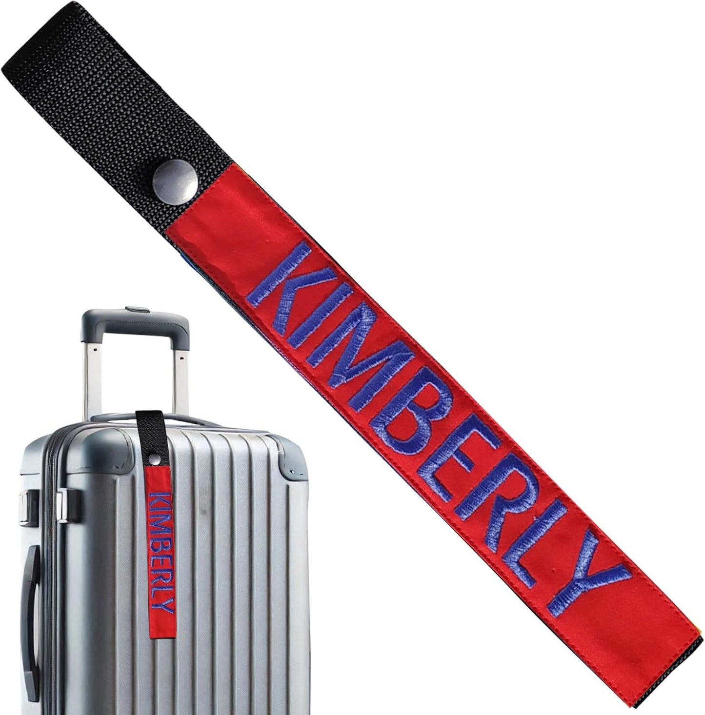 Personalized Luggage Handle Tag Finder | Custom Embroidered Icon Monograms or Short Text ID Tag | Cover Identifier Marker for Suitcase or Bag | Accessories for Travel by ACORD EU (Red Tag)
