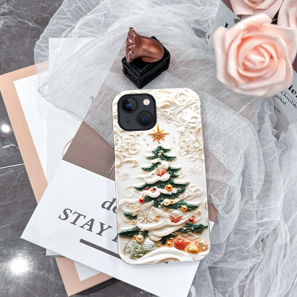 Case for iPhone 15 Plus - Slim Fit Anti-Scratch Phone Case for Girl Women - Christmas Tree Stained Glass (Glossy)