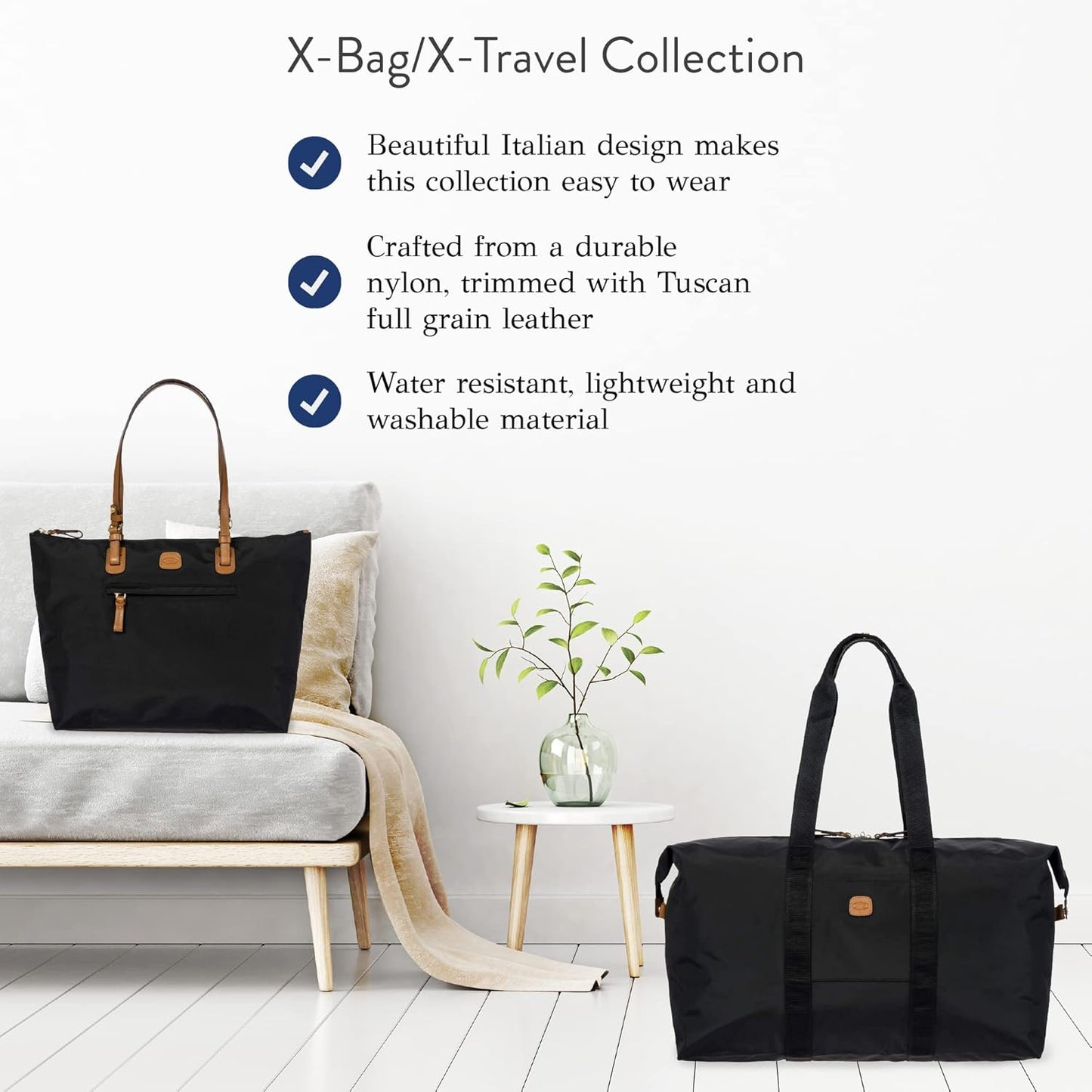 Bric's X-Bag/X-Travel 2.0 Overnight Weekender Folding Duffel Bag - 22" Carry On Bag - Black