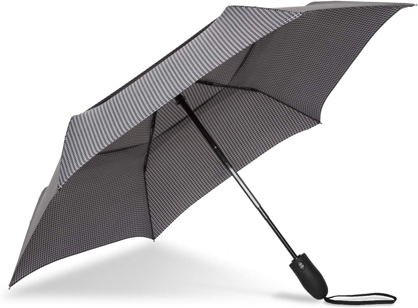 ShedRain Metro Houndstooth Windjammer Automatic Vented Compact Folding Travel Umbrella - Rain, Wind