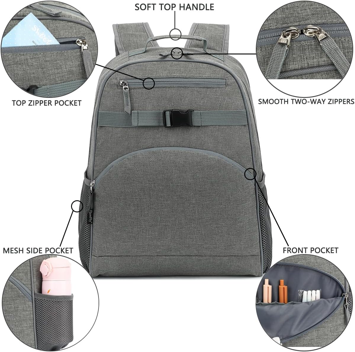 FlowFly Kids Backpack for Toddler Boys Girls, Simple Lightweight Bookbag for Daycare Kindergarten