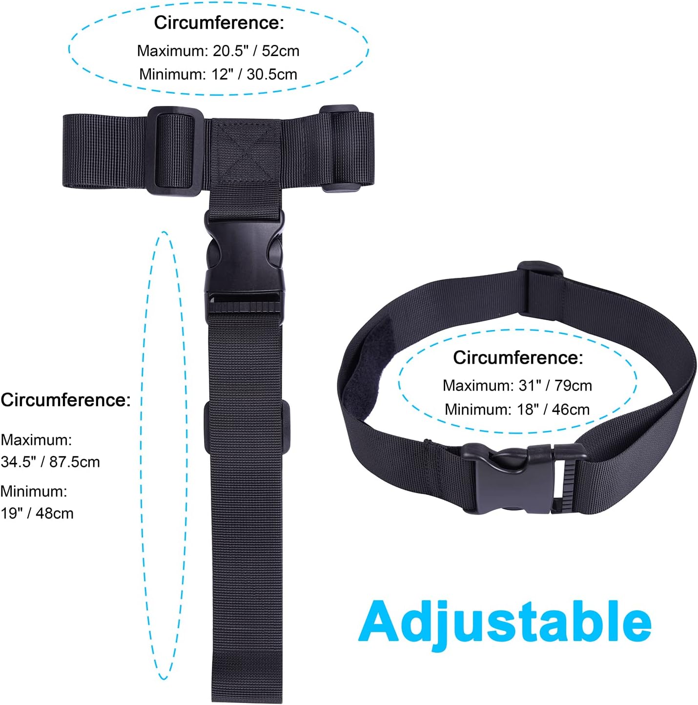 Wisdompro 2 Pcs Add a Bag Luggage Strap, Heavy Duty Adjustable Suitcase Belt Travel Attachment Travel Accessories for Connecting Your Luggage Together - Black (T-Type and Normal)
