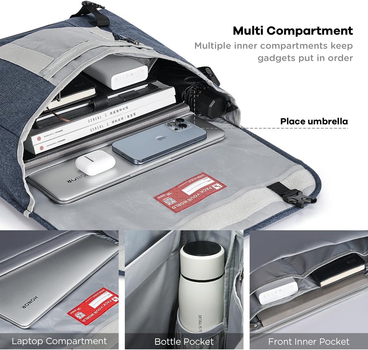 OIWAS Messenger Bag for Men, 15.6 Inch Laptop Crossbody Bags Women Casual Satchel Shoulder Bag College Travel Office Briefcase