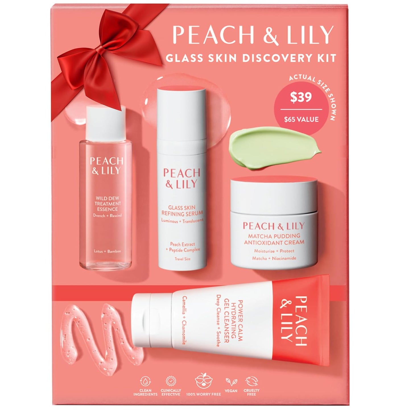 Peach & Lily - Glass Skin Discovery Kit (4 Products) - 1 Cleanser, 1 Essence, 1 Serum & 1 Cream