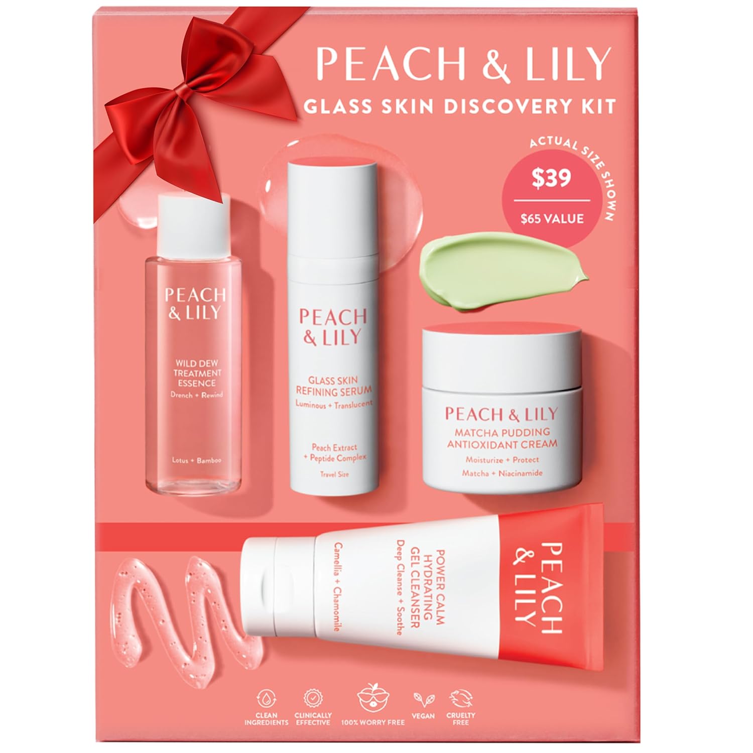 Peach & Lily - Glass Skin Discovery Kit (4 Products) - 1 Cleanser, 1 Essence, 1 Serum & 1 Cream