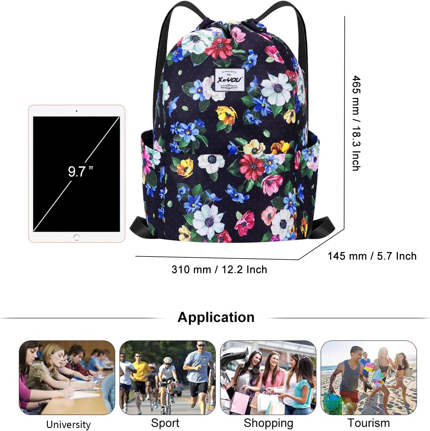 XEYOU Drawstring Sports Backpack Lightweight Gym Yoga Sackpack Shoulder Rucksack Casual Outdoor