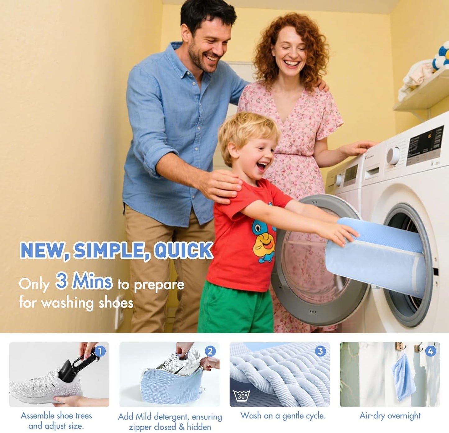 Shoe Washing Machine Bag for Washer and Dryer - Reusable Lint-free, Large Sneaker Laundry Bag for