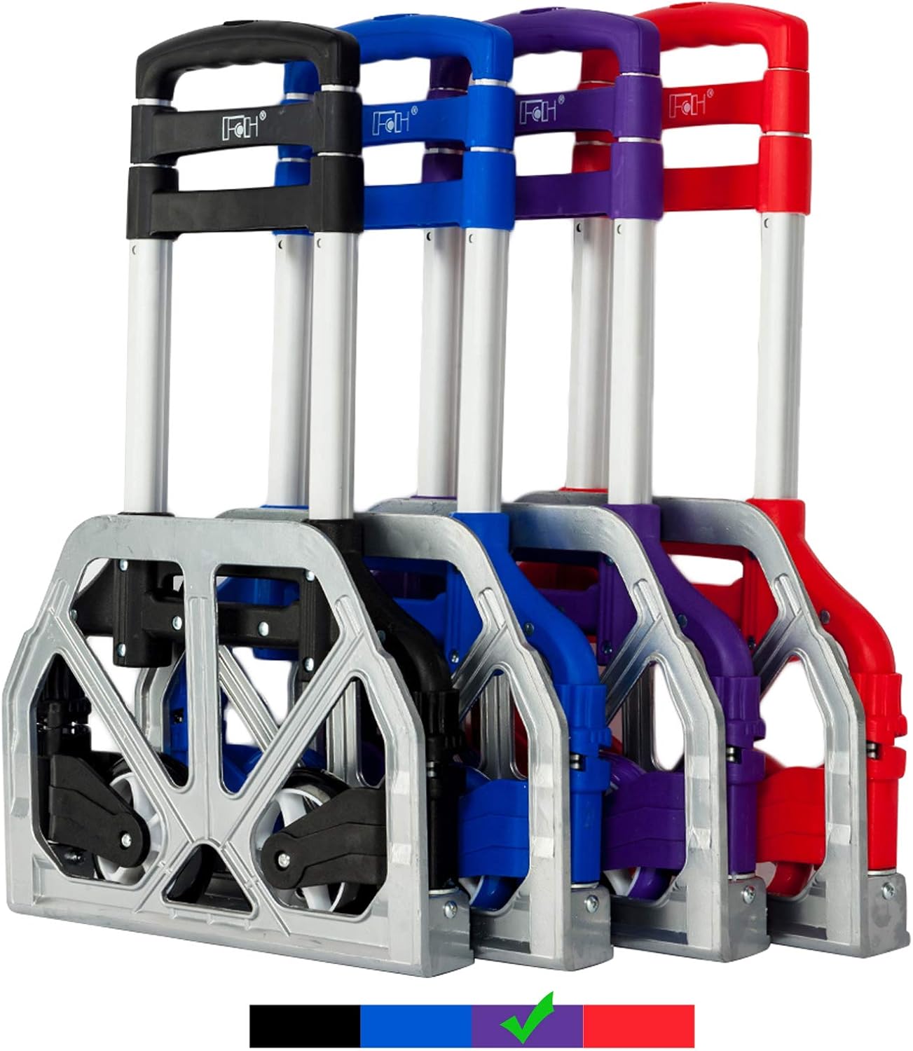 FCH Folding Hand Truck Aluminum Portable Folding Hand Cart 165lbs Capacity Handy Dolly Cart Ideal for Home, Auto, Office,Travel Use,Purple