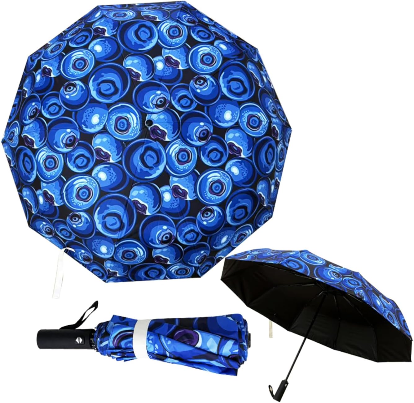 Windproof Travel Automatic Umbrella, 10 Ribs, Rainproof Foldable, Uv-Resistant, Portable