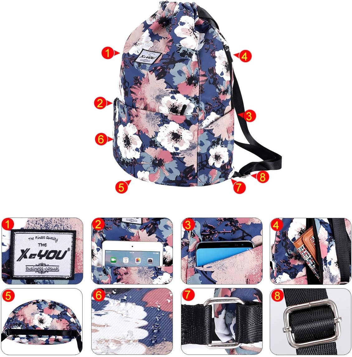 XEYOU Drawstring Sports Backpack Lightweight Gym Yoga Sackpack Shoulder Rucksack Casual Outdoor Daypack for Women and Men