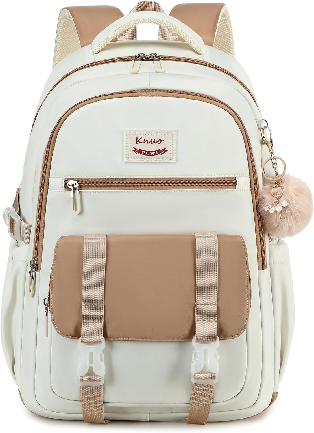 School Backpack for Teen Girls College Backpacks for Women Students Bookbag Large 15.6 Inch Laptop Bags Kids Kindergarten Elementary Middle School Bag Anti Theft Daypack Travel Back Pack Beige