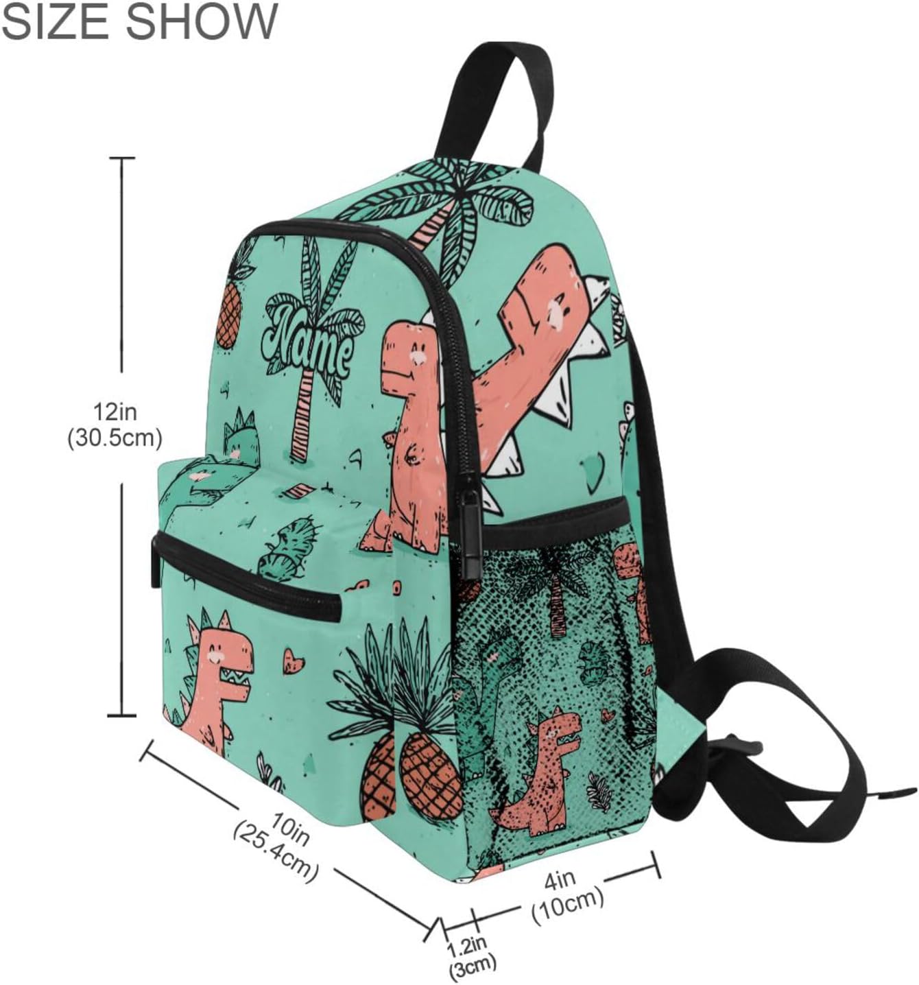 Custom Cute Dinosaurs Preschool Backpack for Toddler Boy Girl,Personalized Backpack with Name Text, Customization Kindergarten School Bookbags - M