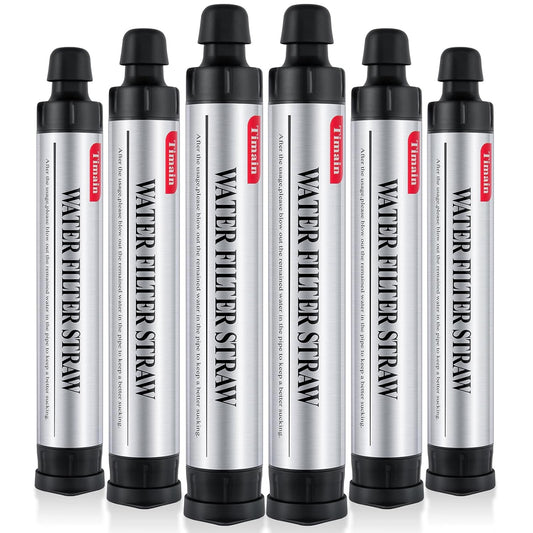 6 Pack Timain 4-Stage Filtration,High Flow Rate Water Filter Straw,Water Purifier Survival for Emergency Kits,Travel,Camping, Hiking,Fishing,Hunting (6)