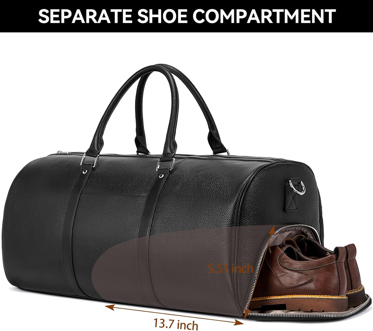 BOSTANTEN Genuine Leather Travel Weekender Overnight Duffel Bag Gym Sports Luggage Bags for Men Large Black