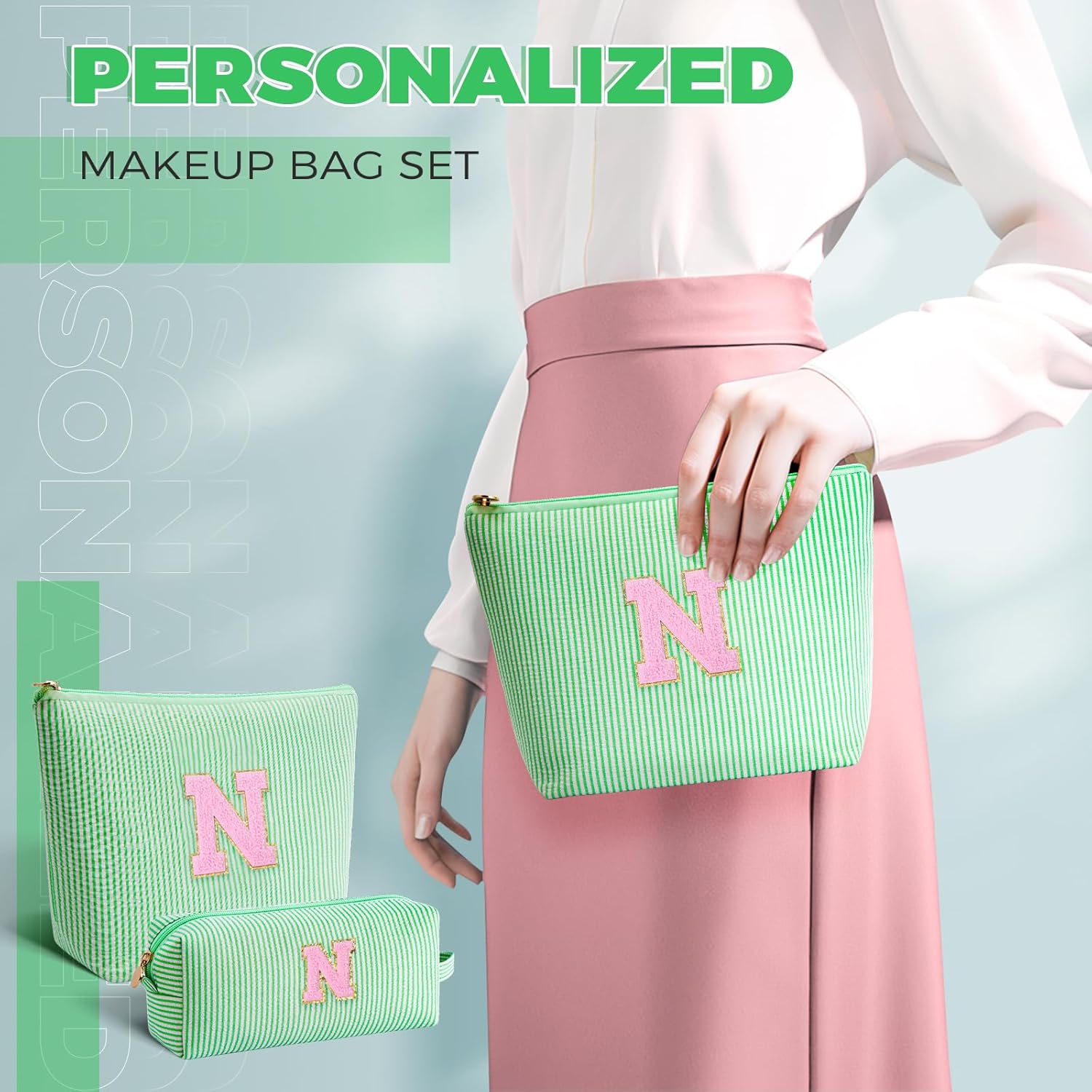 Personalized Makeup Bag for Women Girls - Fashion Cosmetic Bag Trendy Travel Toiletry Bag with