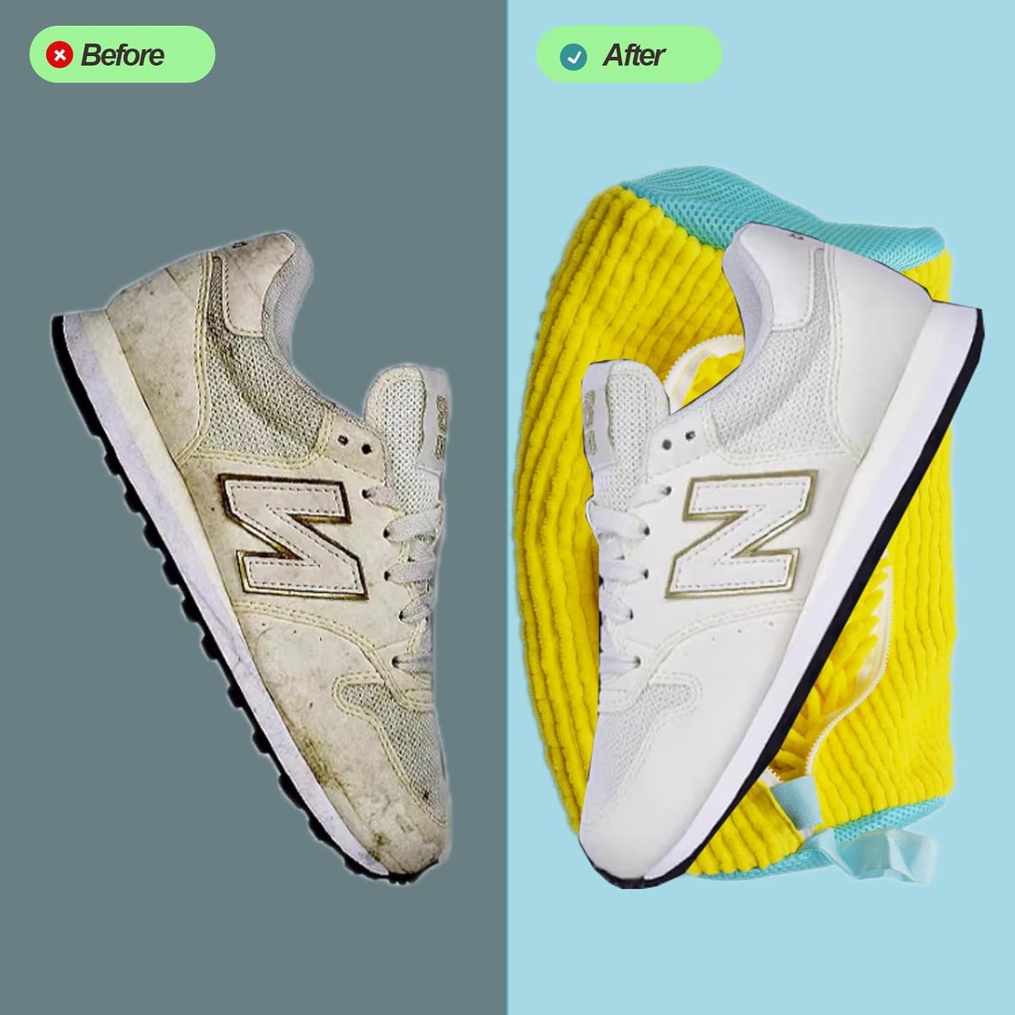 Shoe Laundry Bag for Washing Machine, 2pcs Sneaker Cleaning Bags with Microfiber Lining, Reusable Shoe Wash Bags for Washer & Dryer, Protective Laundry Mesh Bags for Shoes