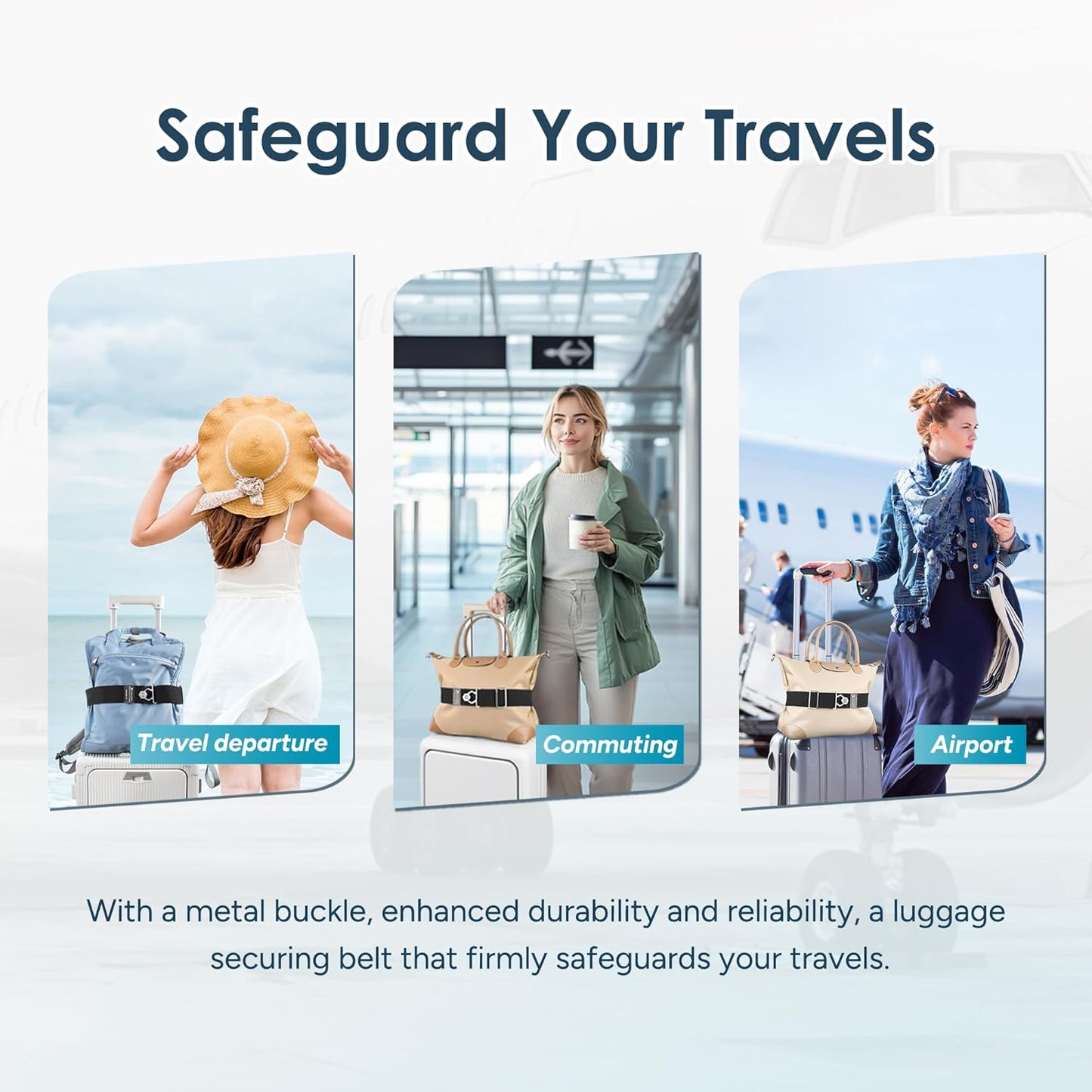 Travel Inspira Travel Belt for Luggage - Stylish & Easy-to-Use Elastic Strap for Suitcases & Carry-On Bags, Adjustable for Secure Travel