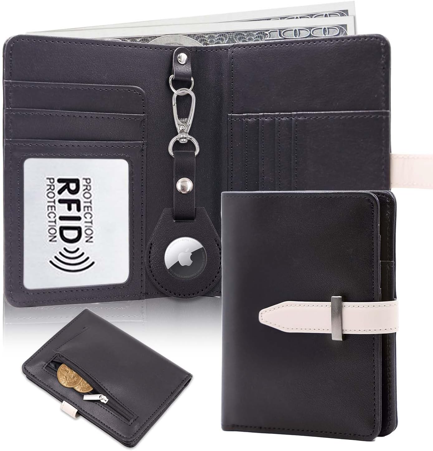 Passport Holder with Airtag for Women/Men,Airtag Passport Wallet for Travel,Cute Passport Holder