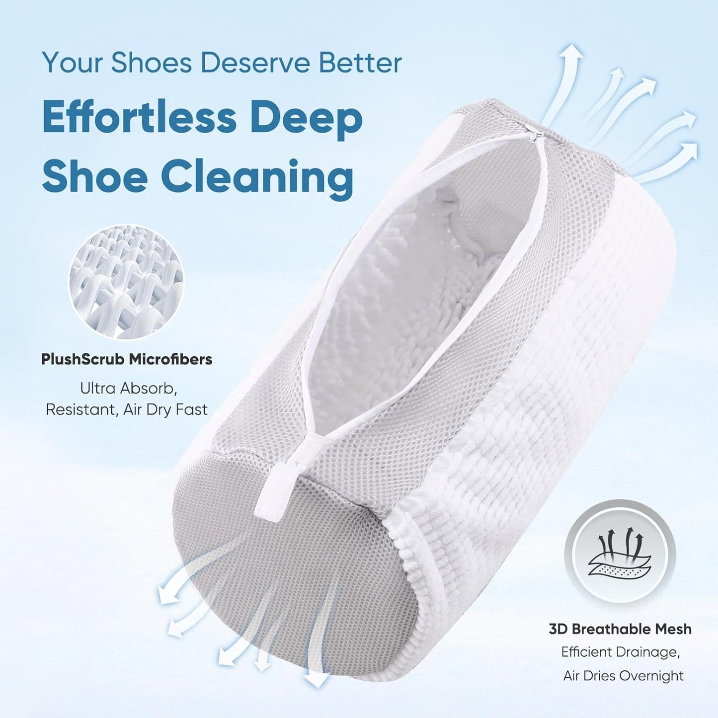 Shoe Washing Machine Bag 2Pack - Reusable Shoe Laundry Bag with Mesh Socks Bag - 360°Deep