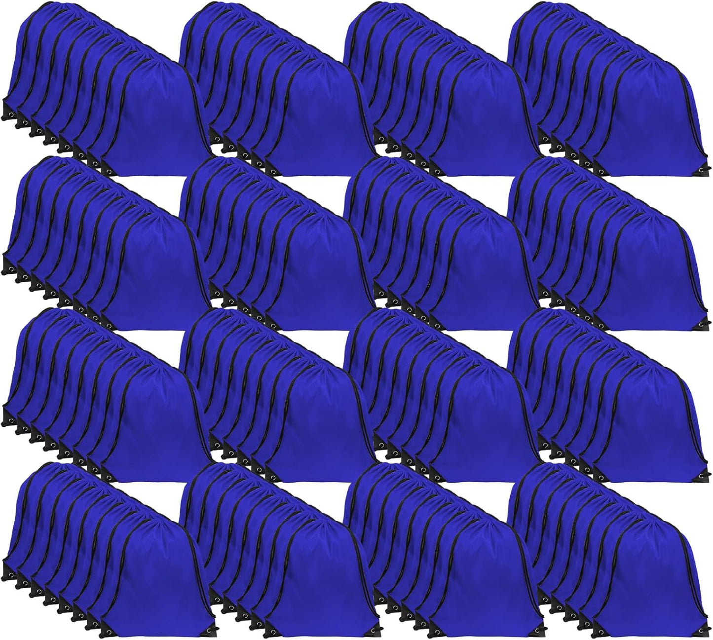 GoodtoU Drawstring Backpacks, Bags Bulk Nylon Backpack Draw String Back Bag Cinch Sack Gym Bag for Sport, Traveling, Team (Blue, 128Pcs)