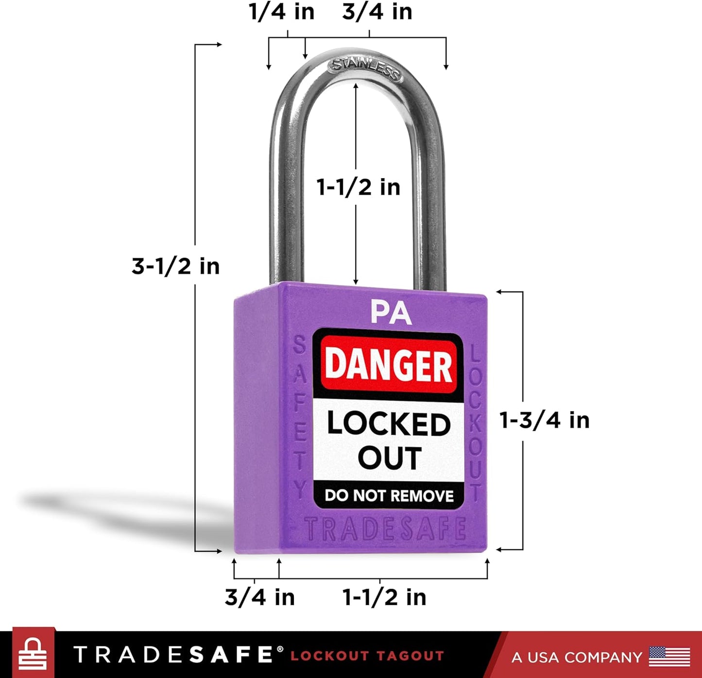 TRADESAFE Lockout Tagout Locks Set, 10 Purple Keyed Alike Unlimited Grouping Safety Padlocks, 2 Keys Per Lock, OSHA Compliant Loto Locks for Lock Out Tag Out Kits