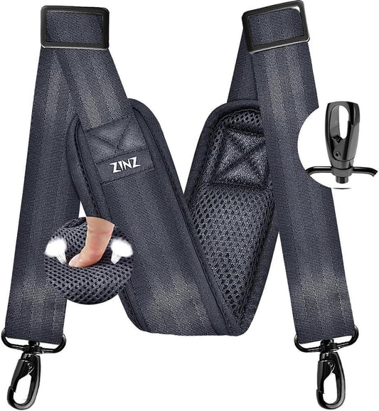 ZINZ 77 Inch Shoulder Strap Univesal Bag Strap with Fixed Pad Ultra Thick Plus Long & Breathable Cushion, Replacement Strap for Bags,Dark Gray