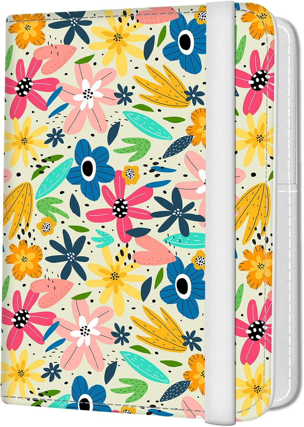 Passport Holder for Travel Essentials, Leather RFID Blocking Passport Wallet Cover Case, Cute Passport Book Holders for Women and Men Colorful Cute Flowers