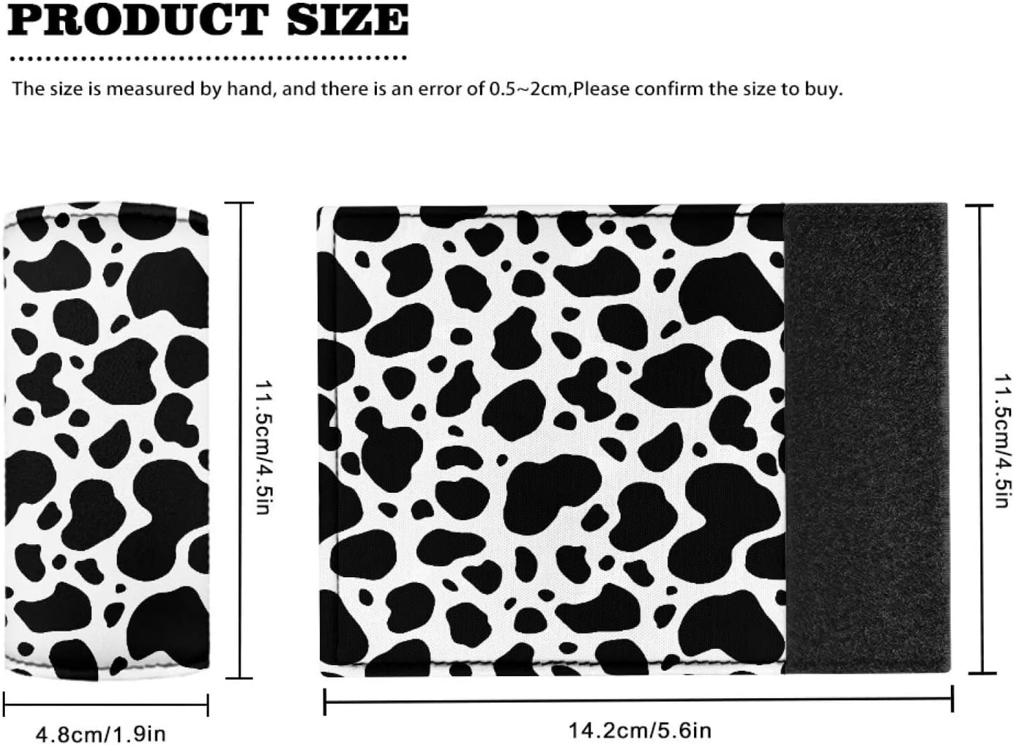 Cow Spot Protective Handle Cover Luggage Marker Luggage Handle Wrap for Suitcase Identifier Travel Bag Wraps Set of 2 Pcs Decoration