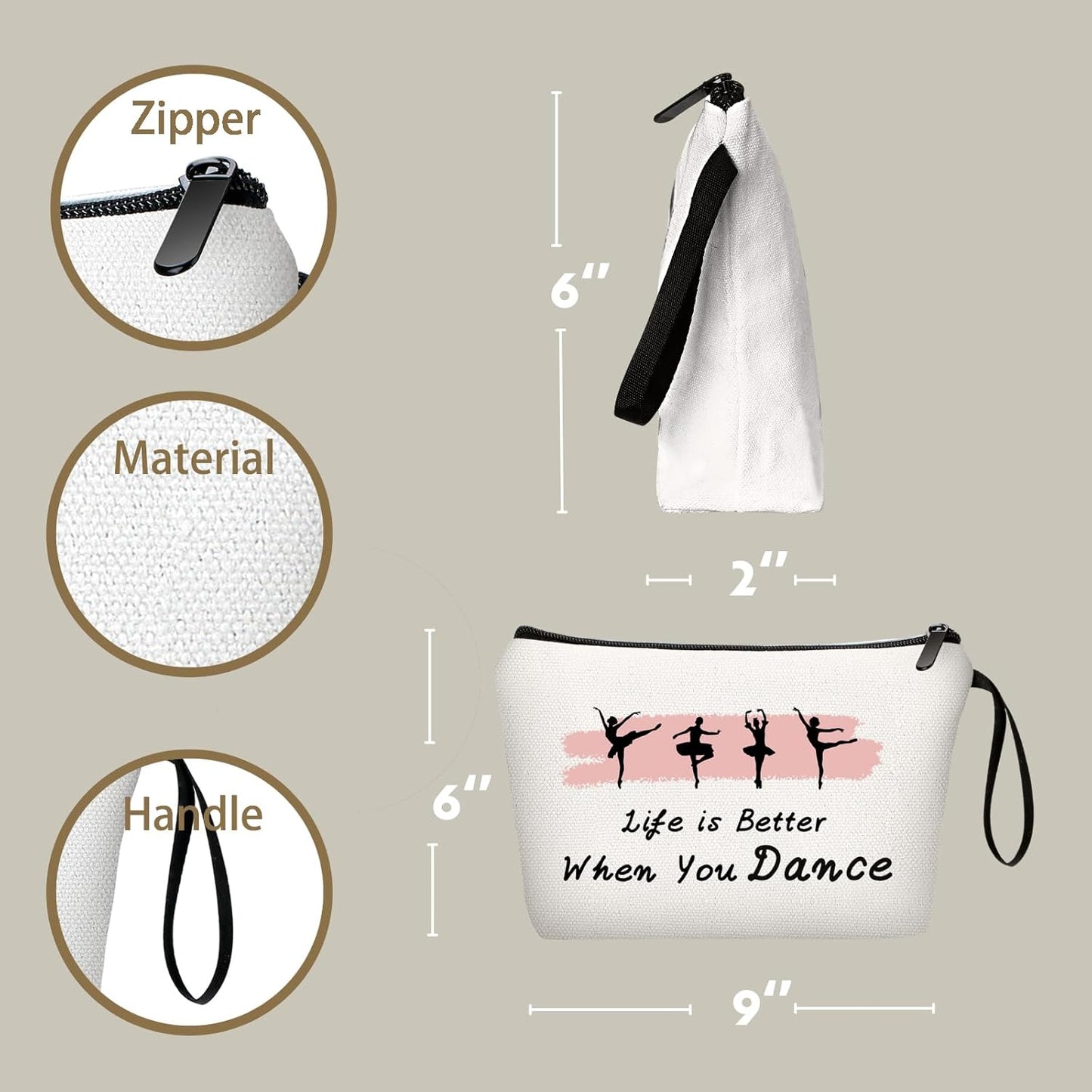 Ballet Dance Recital Gifts for Girls & Women - Makeup Bag & Cosmetic Bags for Dancers, Teachers & Friends