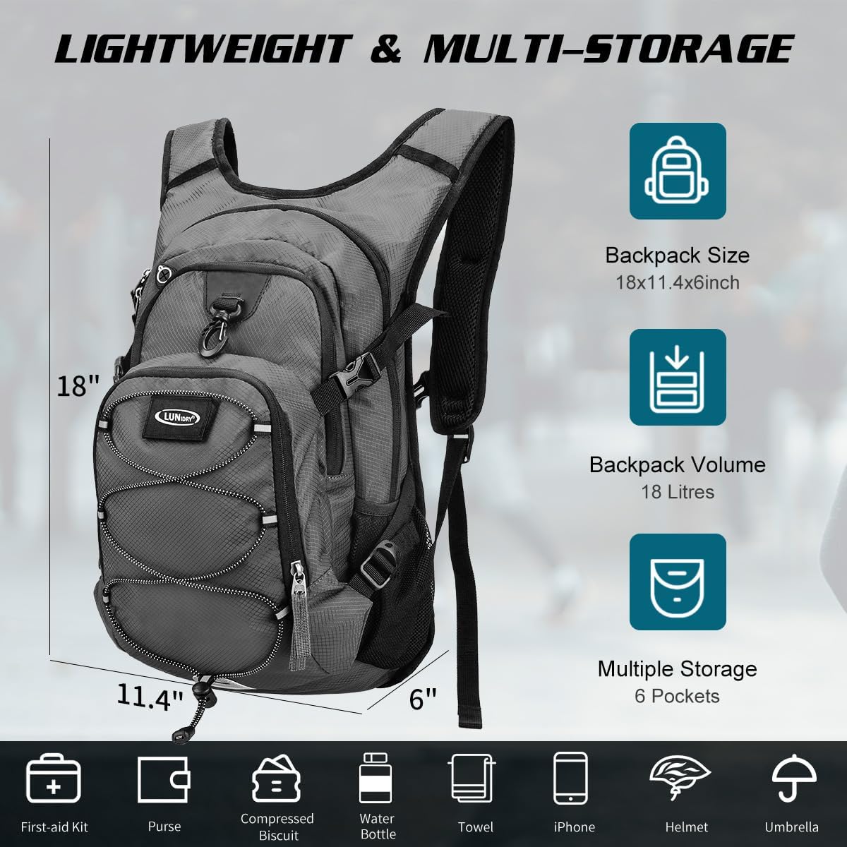 Hydration Backpack with 3L Water Bladder, Insulated Running Hydration Pack Hydropack, Lightweight