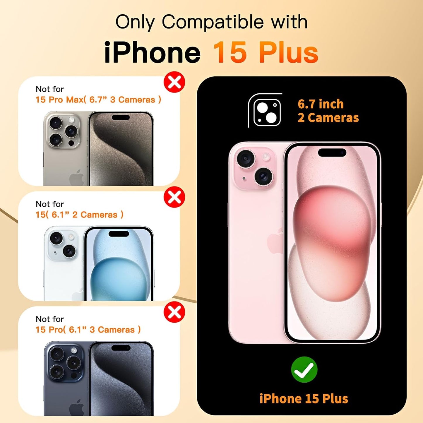 COOLQO for iPhone 15 Plus Case 6.7'' Upgraded 360° Spin Magnetic Stand [Compatible with Magsafe][Military Protection] Shockproof Protective Phone Holder Cover for iPhone 15 Plus, Yellow Gold