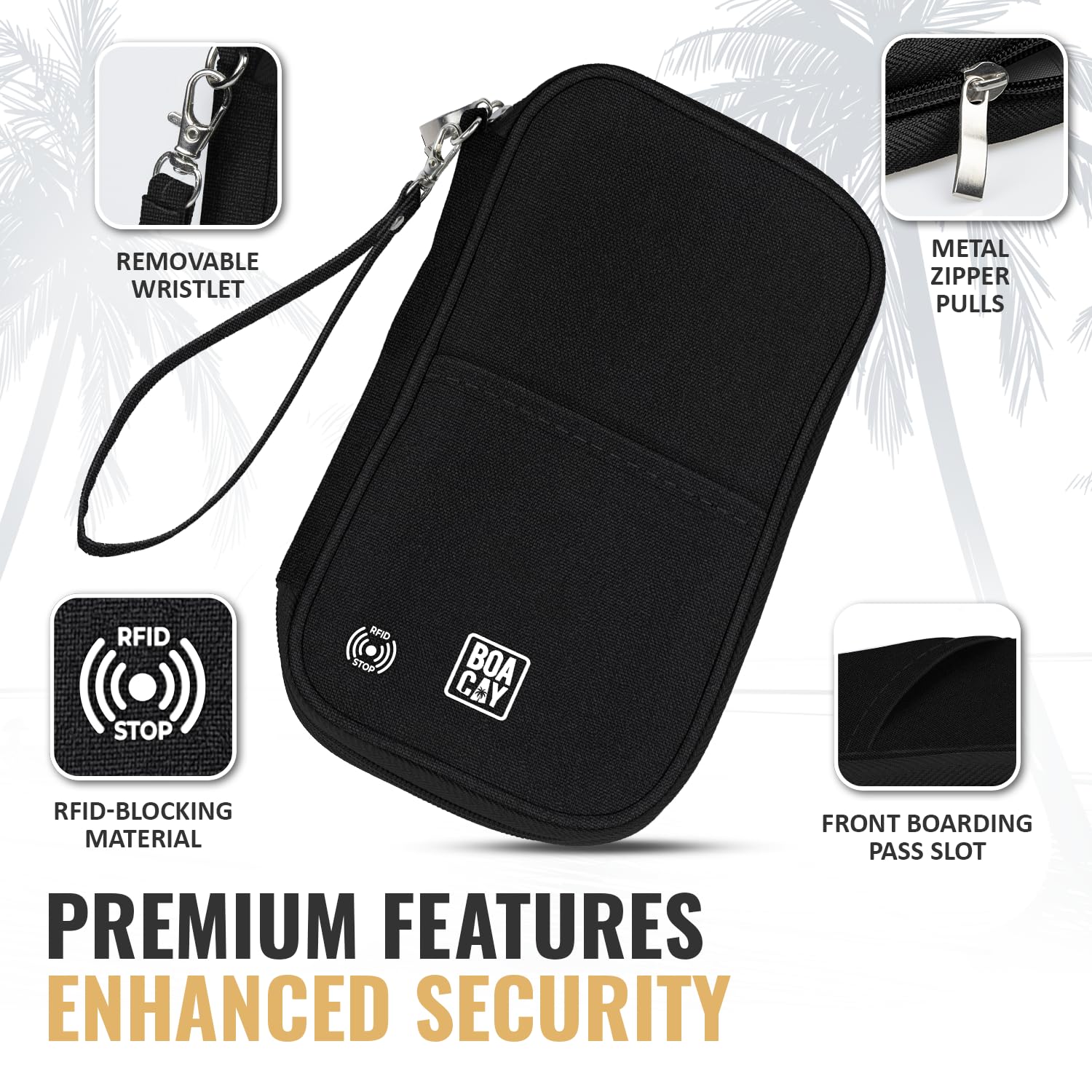 BOACAY Travel Document Organizer with RFID, Family Passport Holder, Wallet for Women & Men