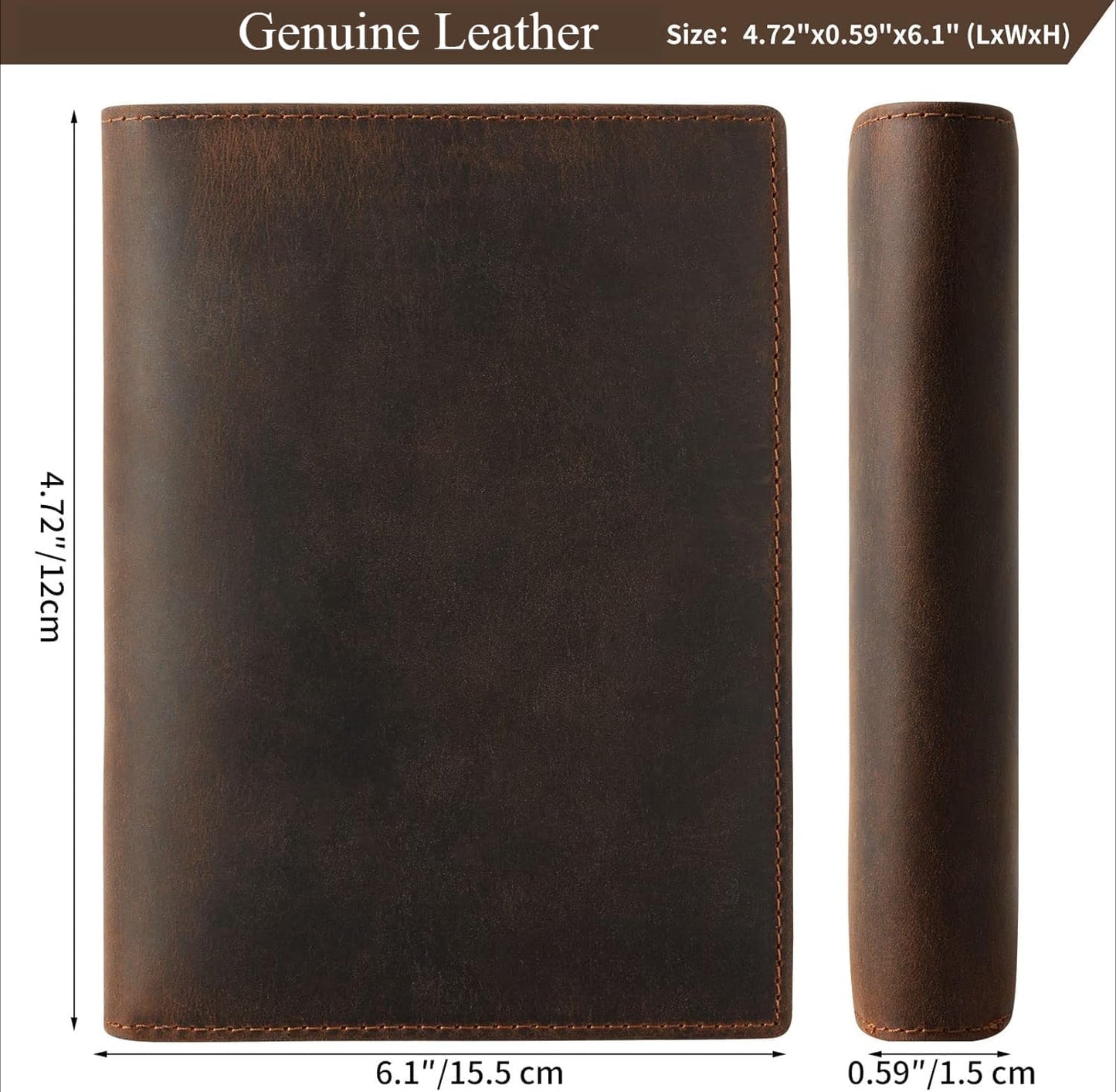 Genuine Leather Passport Holder, RFID Blocking Travel Wallet for Men & Women (Red Brown)