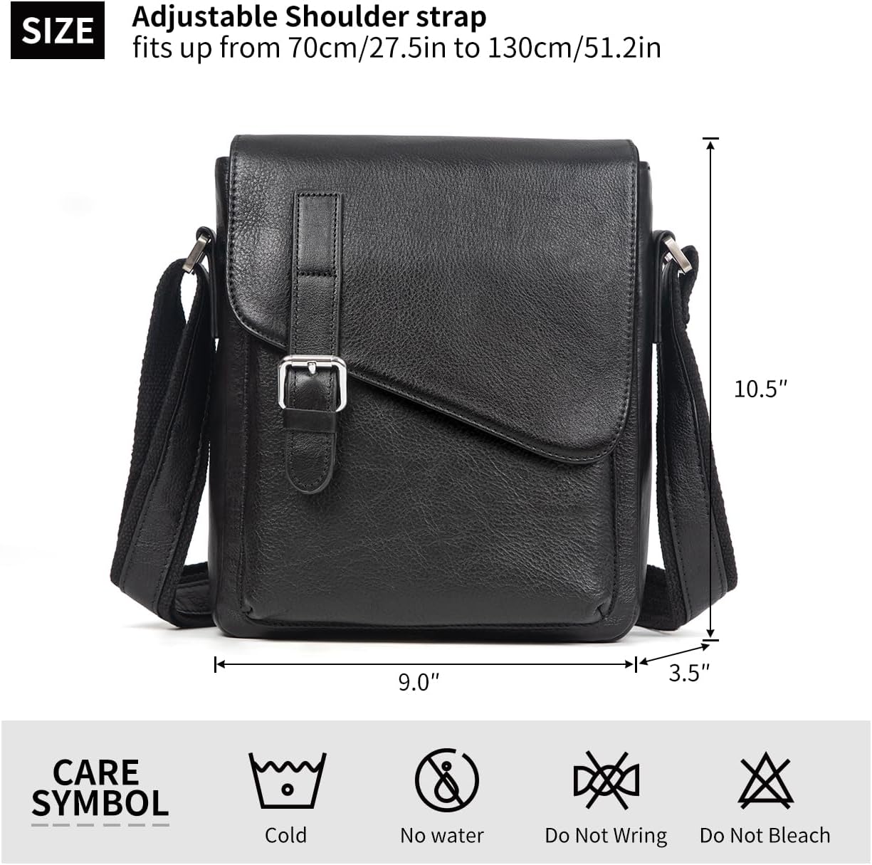 Augus Men's Leather Messenger Bag Shoulder Crossbody Backpack Bags Purse for Women Vintage
