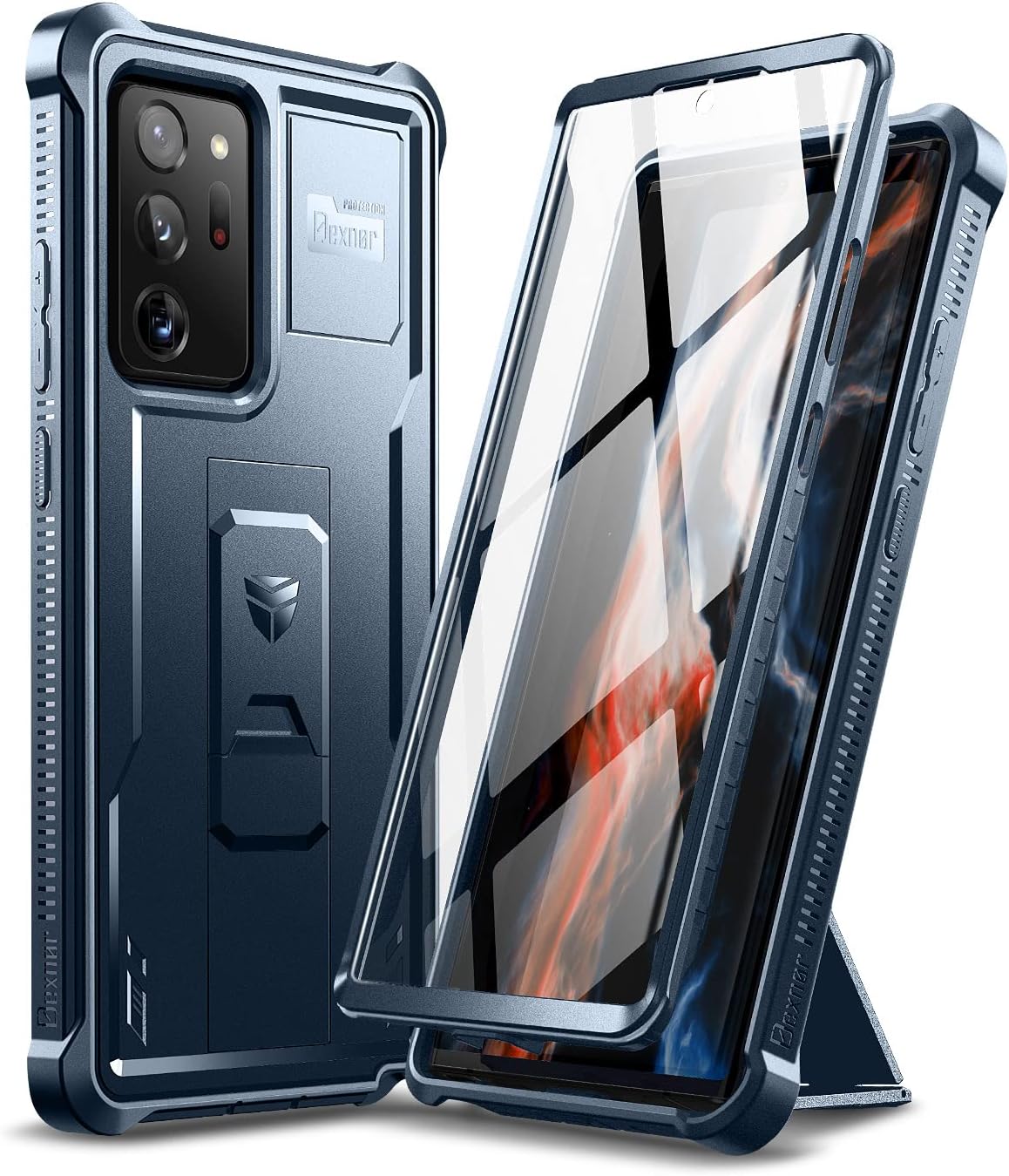 Dexnor for Samsung Galaxy Note 20 Ultra 5G Case, [Built in Screen Protector and Kickstand] Heavy Duty Military Grade Protection Shockproof Protective Cover for Samsung Galaxy Note 20 Ultra (Navy Blue)