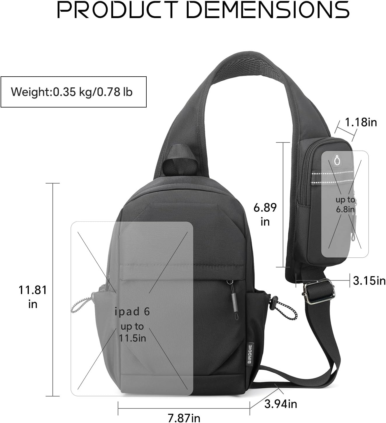 Crossbody Sling Bag Casual Shoulder Hiking Backpack with Convertible Shoulder Strap for Travel Hiking Shopping Leisure Sport