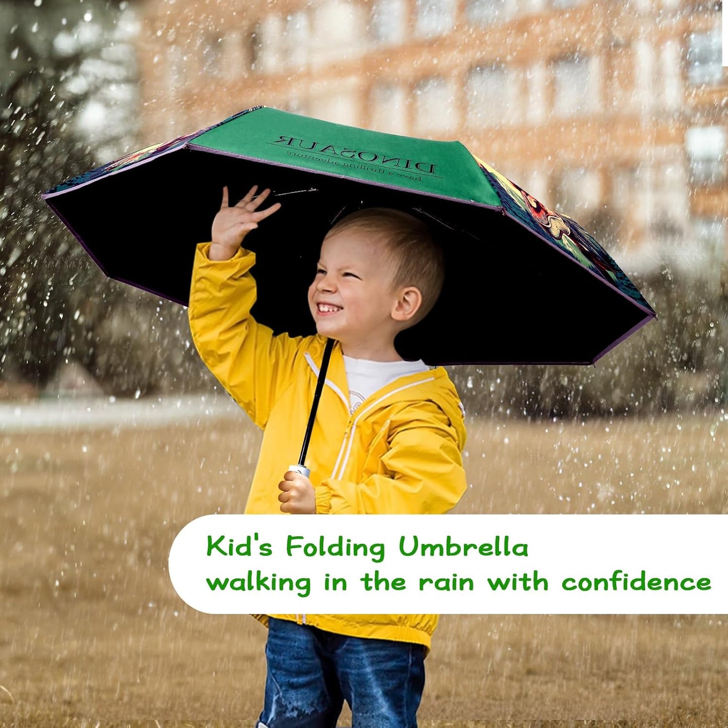 Kids Folding Umbrella Auto Open/Close Anti-rebound Safe Design UV Resistant Automatic Children Travel Umbrellas 8 Rib Reinforced Canopy 360° Reflective Strip Lightweight Cute Umbrella for Girls & Boys