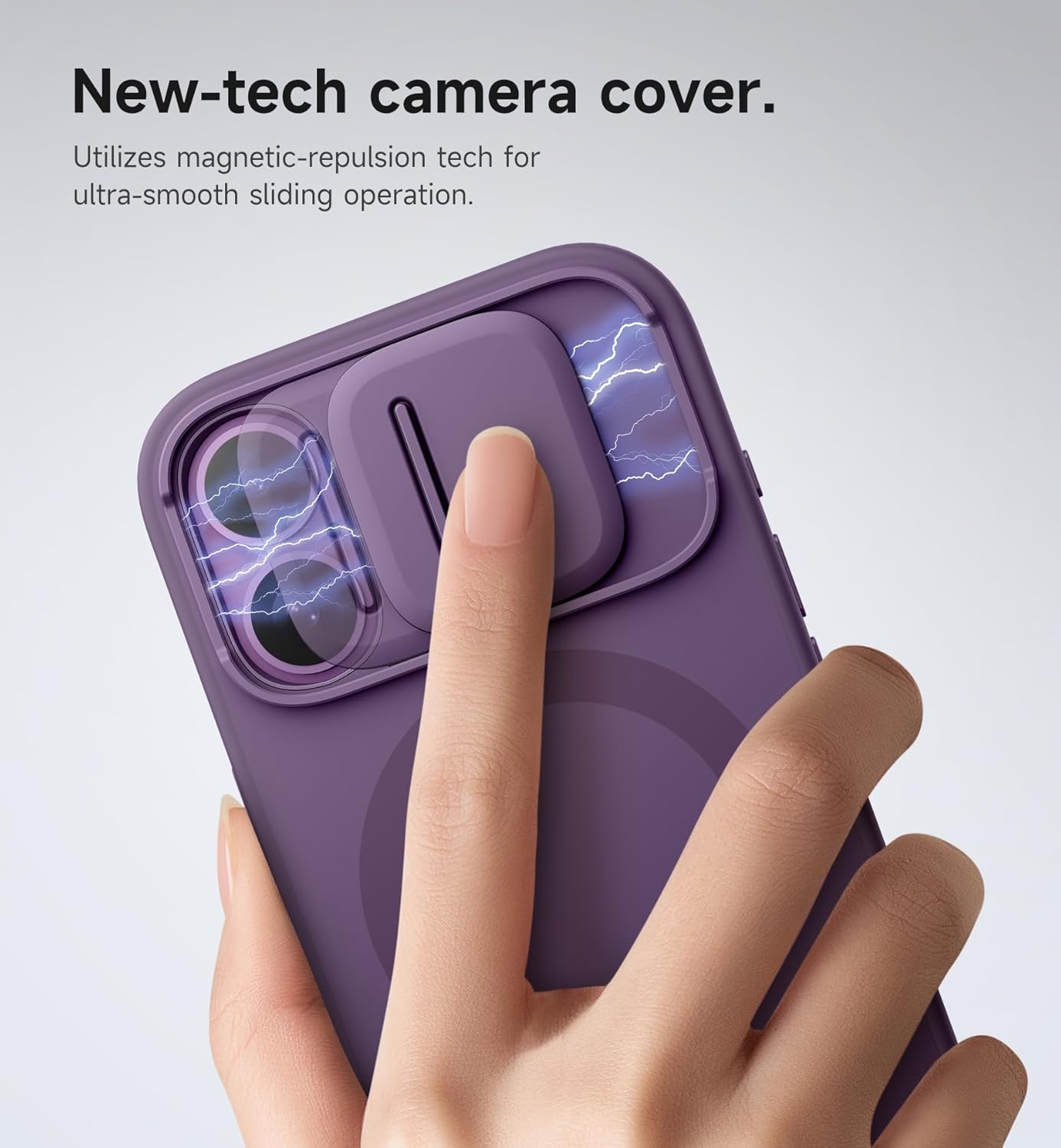 SURITCH for iPhone 17 Case with Camera Control Cover, Camera Slide Cover and Adjustable Kickstand, Compatible with MagSafe, Shockproof Bumper Protective Cases 6.3 Inch, Dark Purple