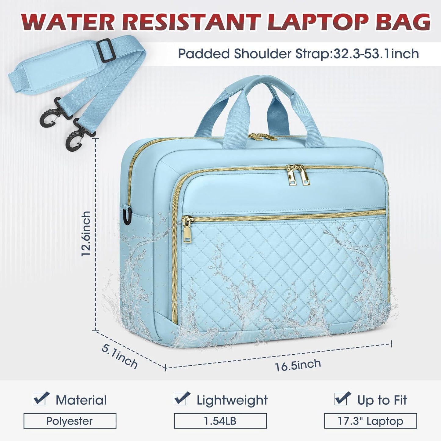 NEWHEY Laptop Bag 17.3 Inch Laptop Briefcase for Women Men Waterproof Shoulder Messenger Bag Large