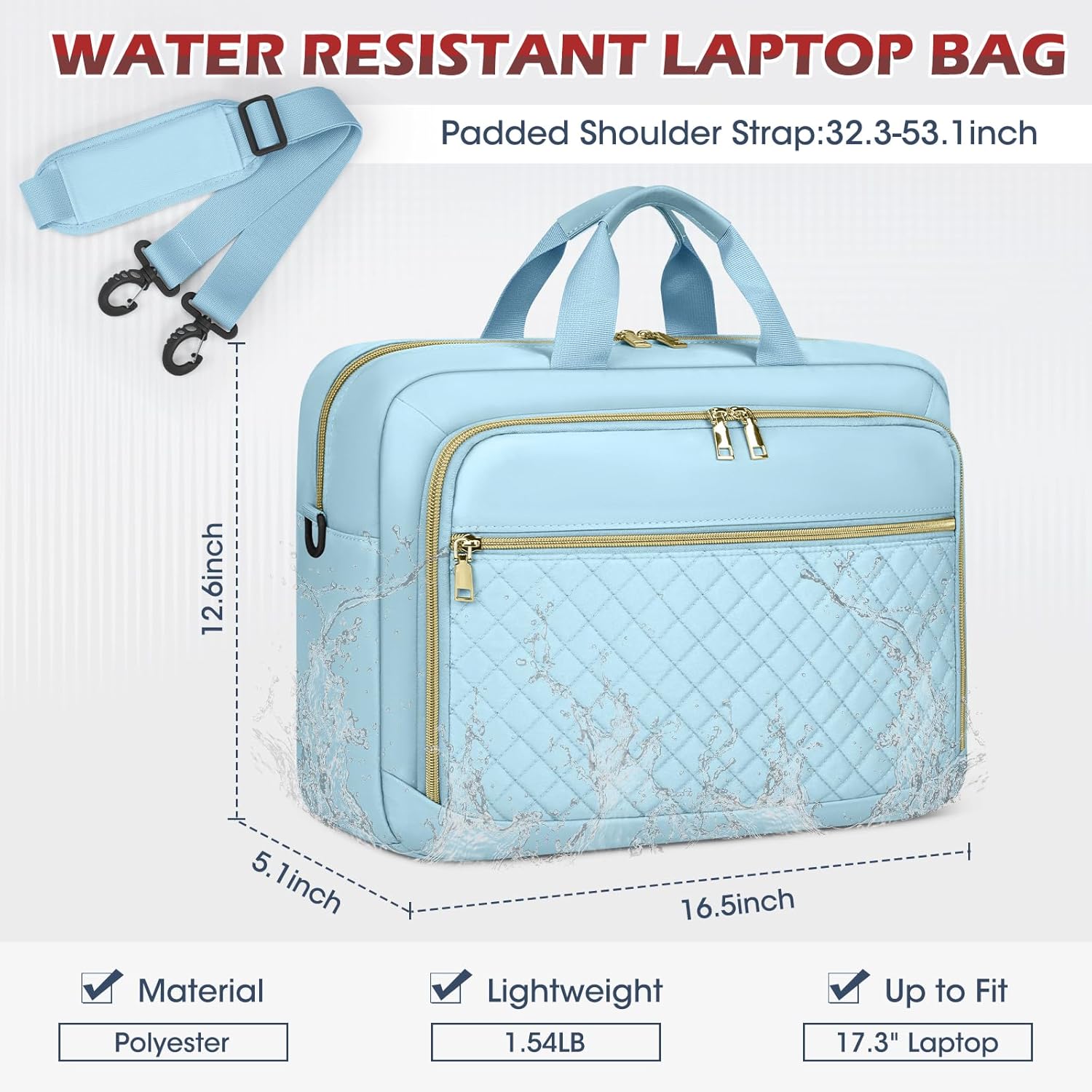 NEWHEY Laptop Bag 17.3 Inch Laptop Briefcase for Women Men Waterproof Shoulder Messenger Bag Large