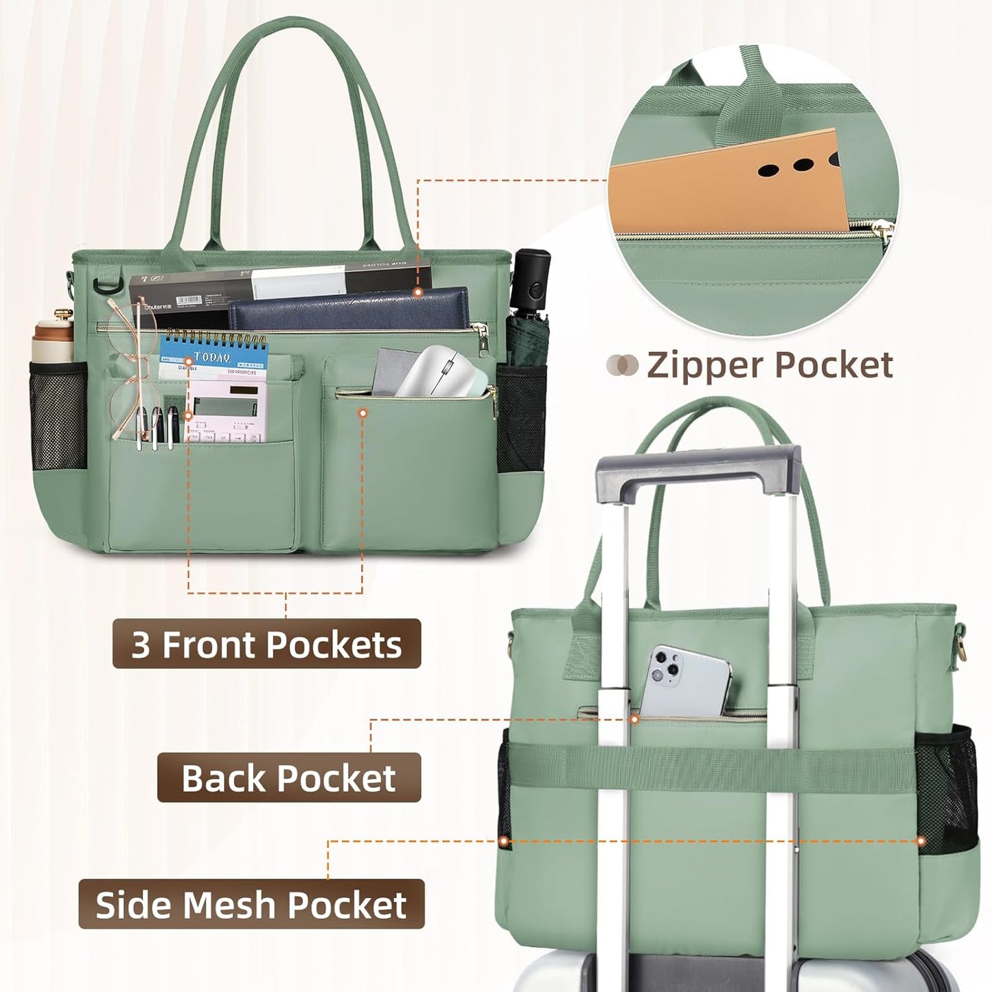RAINSMORE Laptop Bag for Women 15.6 Inch Work Teacher Tote Nurse Bag Professional Laptop Tote Computer Messenger Shoulder Bags Large Handbag Business Office Work Briefcase