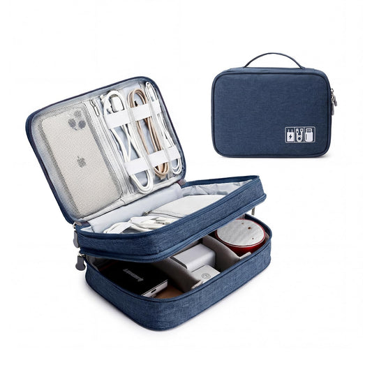 Lanola Travel Cable Organizer Bag, Electronic Accessories Case Portable Double Layer Cable Storage